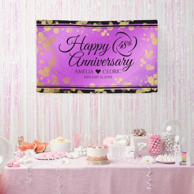 Elegant 48th Amethyst Wedding Anniversary Banner (Party)