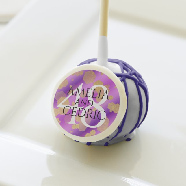Elegant 48th Amethyst Wedding Anniversary Cake Pops (Front Insitu)