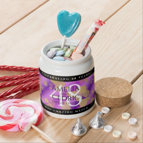 Elegant 48th Amethyst Wedding Anniversary Candy Jar