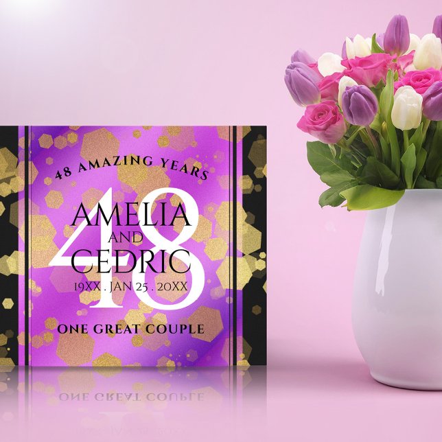Elegant 48th Amethyst Wedding Anniversary Canvas Print (Elegant 48th Amethyst Wedding Anniversary Wrapped Canvas Cover Photo.)