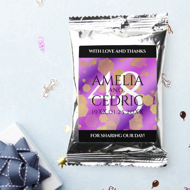 Elegant 48th Amethyst Wedding Anniversary Coffee Drink Mix (Packets)