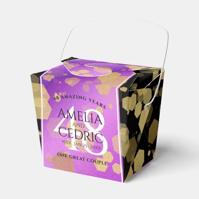 Elegant 48th Amethyst Wedding Anniversary Favor Boxes (Front Side)