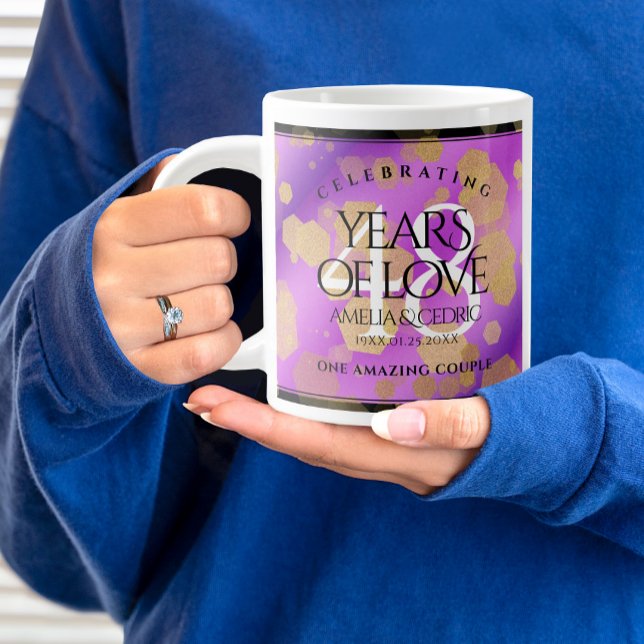 Elegant 48th Amethyst Wedding Anniversary Giant Coffee Mug (48th Wedding Anniversary Jumbo Cover Photo.)
