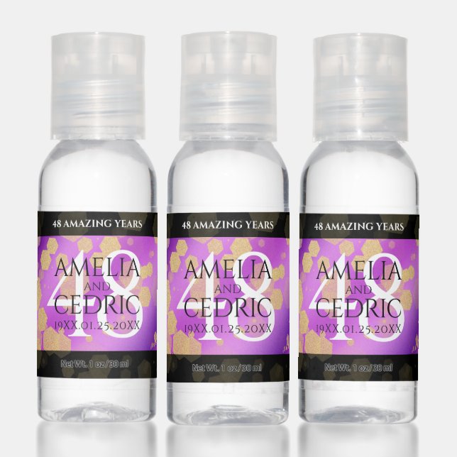 Elegant 48th Amethyst Wedding Anniversary Hand Sanitizer (Set)
