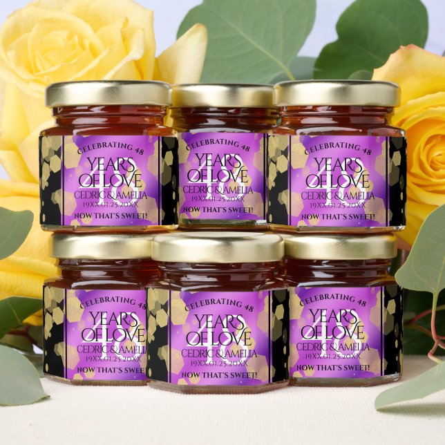 Elegant 48th Amethyst Wedding Anniversary Honey Jar Favors (Insitu)