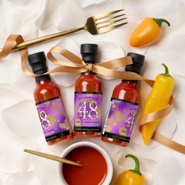 Elegant 48th Amethyst Wedding Anniversary Hot Sauces (Wedding)