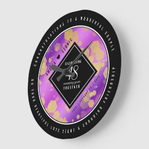 Elegant 48th Amethyst Wedding Anniversary Large Clock