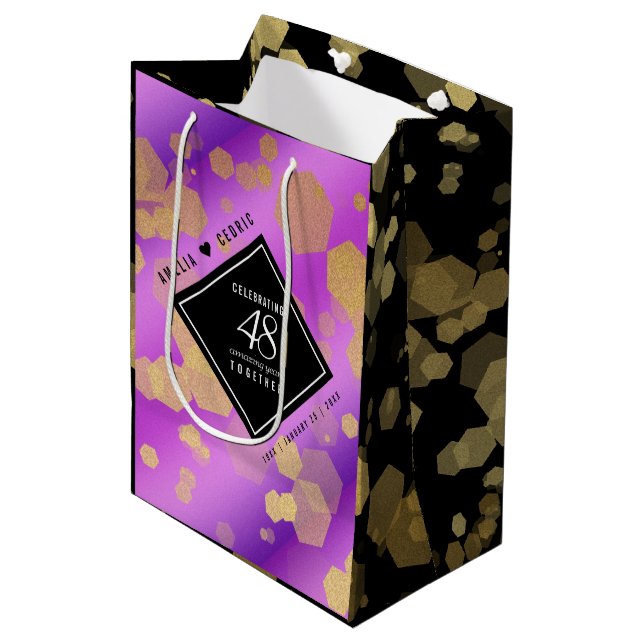 Elegant 48th Amethyst Wedding Anniversary Medium Gift Bag (Front Angled)