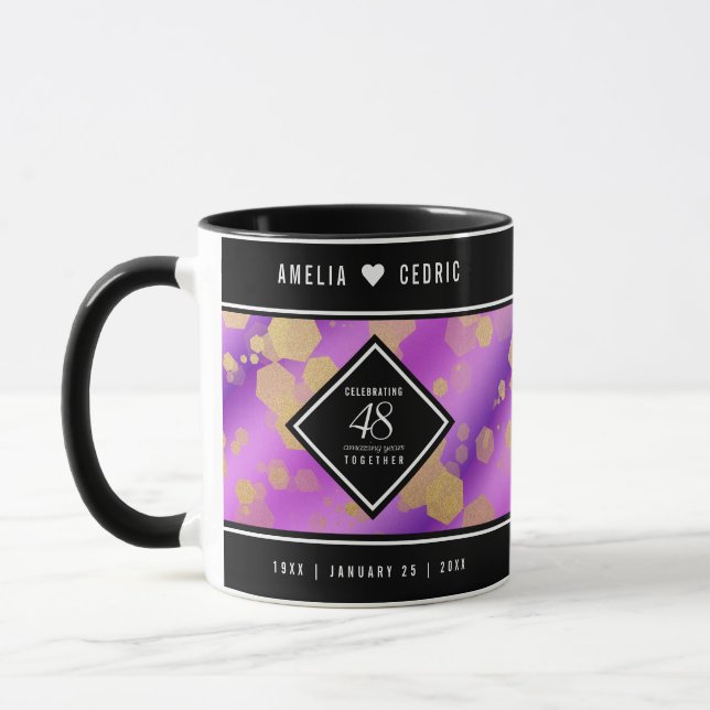 Elegant 48th Amethyst Wedding Anniversary Mug (Left)