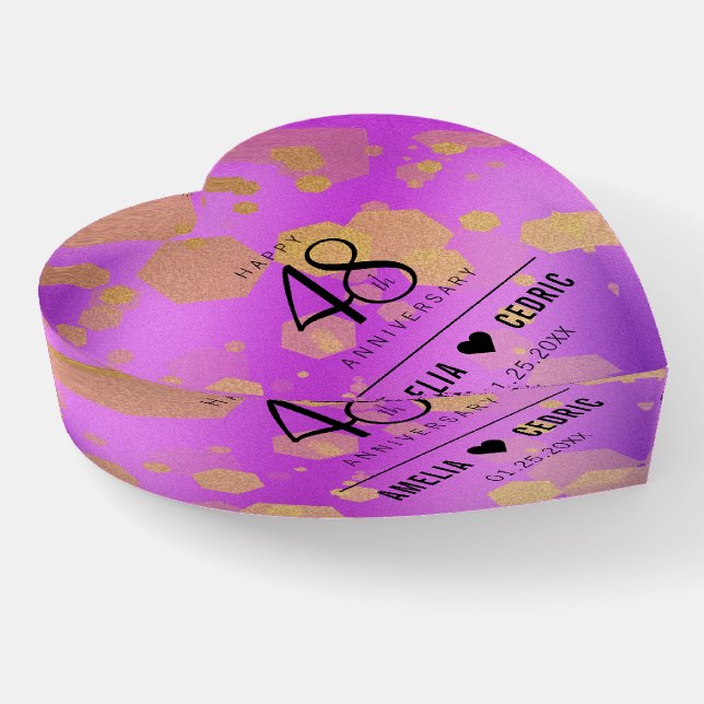 Elegant 48th Amethyst Wedding Anniversary Paperweight (Angled)