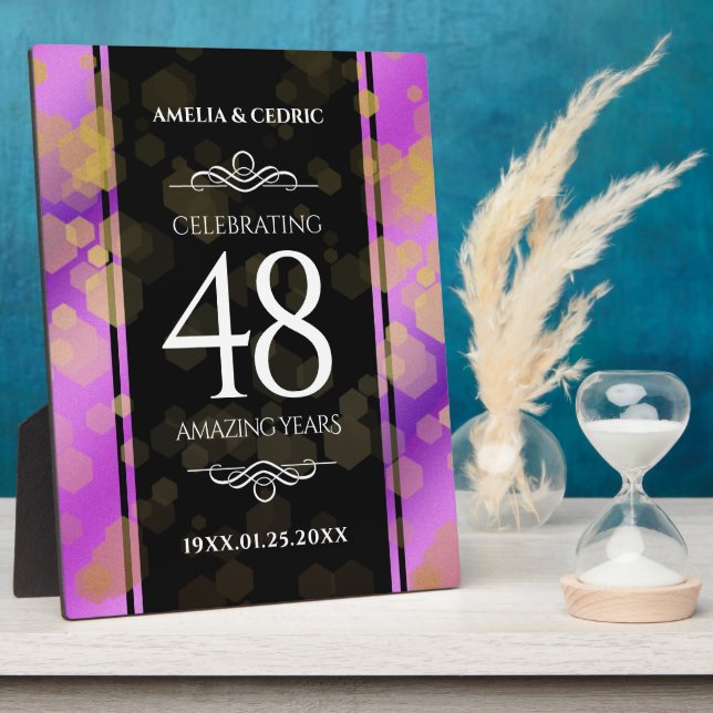Elegant 48th Amethyst Wedding Anniversary Plaque (Side)