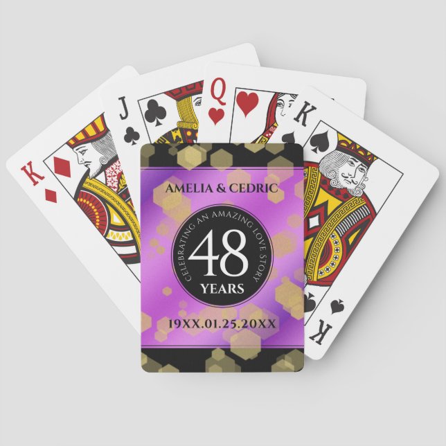 Elegant 48th Amethyst Wedding Anniversary Poker Cards (Back)