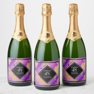 Elegant 48th Amethyst Wedding Anniversary Sparkling Wine Label