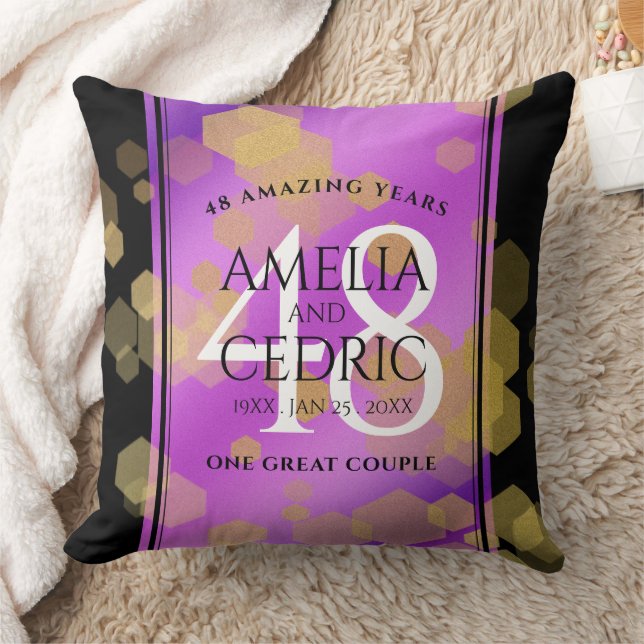 Elegant 48th Amethyst Wedding Anniversary Throw Pillow (Blanket)