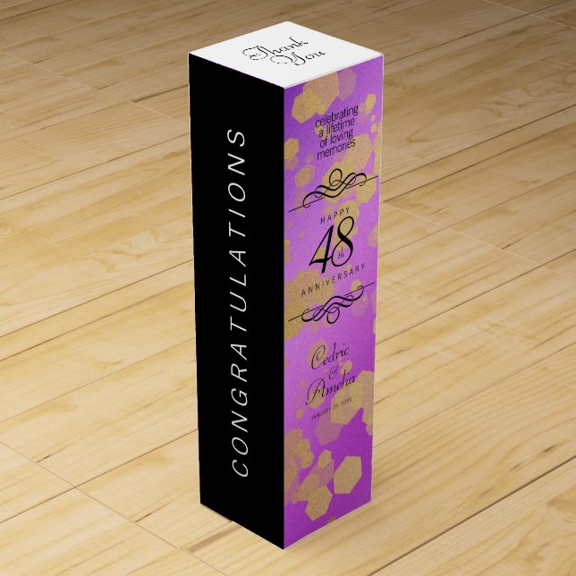 Elegant 48th Amethyst Wedding Anniversary Wine Box (Front)