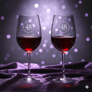 Elegant 48th Amethyst Wedding Anniversary Wine Glass