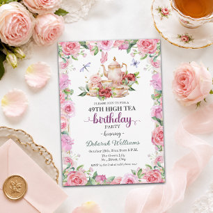 Elegant 49th Birthday High Tea Party Invitation