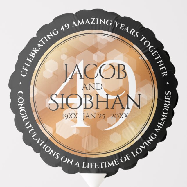 Elegant 49th Copper Wedding Anniversary Balloon (Front)