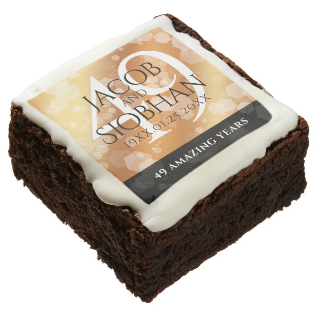 Elegant 49th Copper Wedding Anniversary Brownie (Angled)