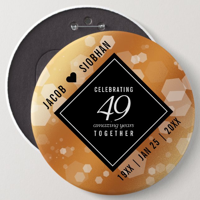 Elegant 49th Copper Wedding Anniversary Button (Front & Back)