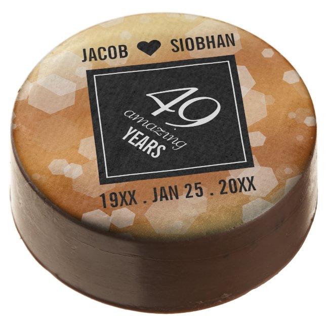 Elegant 49th Copper Wedding Anniversary Chocolate Covered Oreo (Angled)