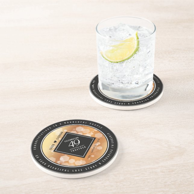 Elegant 49th Copper Wedding Anniversary Coaster (Side)