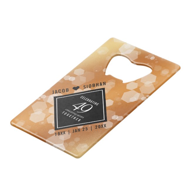 Elegant 49th Copper Wedding Anniversary Credit Card Bottle Opener (Front Angled)