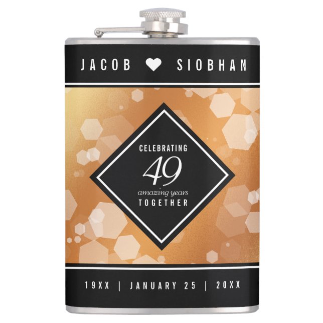 Elegant 49th Copper Wedding Anniversary Flask (Front)