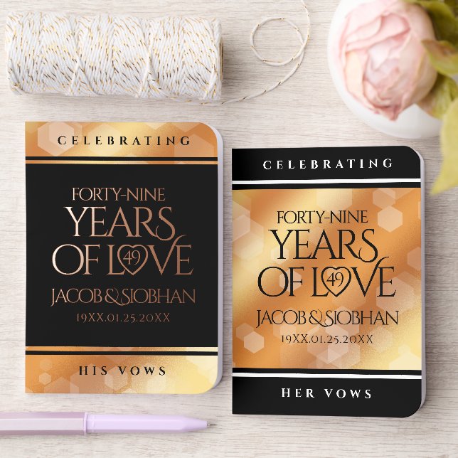Elegant 49th Copper Wedding Anniversary Foil Vow Books (Wedding)