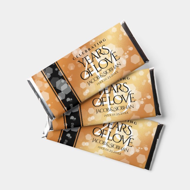 Elegant 49th Copper Wedding Anniversary Hershey Bar Favors (Front)