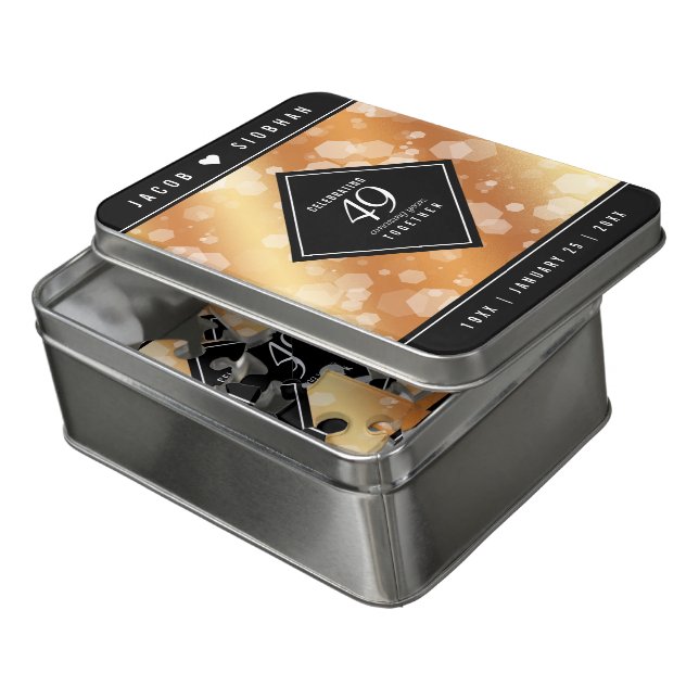 Elegant 49th Copper Wedding Anniversary Jigsaw Puzzle (Lid Open)