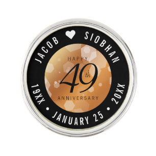 Elegant 49th Copper Wedding Anniversary Lapel Pin