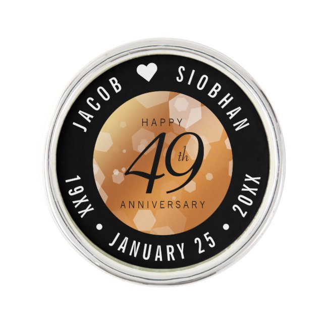Elegant 49th Copper Wedding Anniversary Lapel Pin (Front)