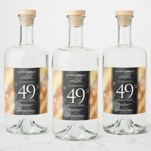 Elegant 49th Copper Wedding Anniversary Liquor Bottle Label (Bottles)