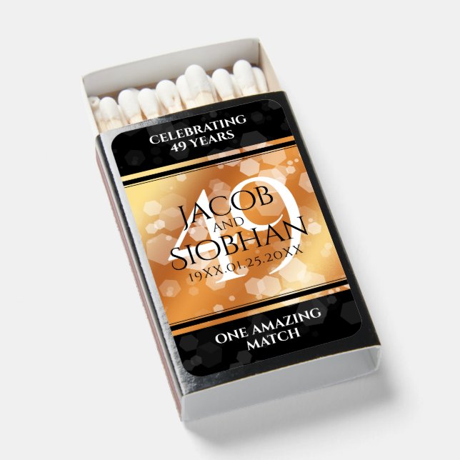 Elegant 49th Copper Wedding Anniversary Matchboxes (Front Open)