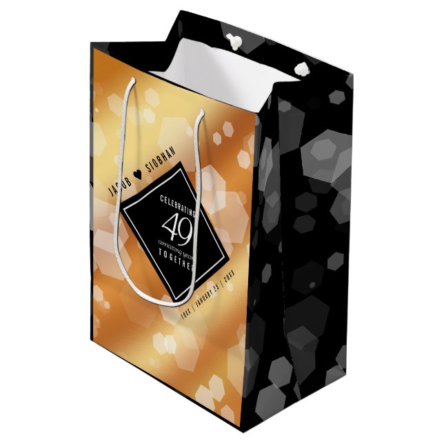 Elegant 49th Copper Wedding Anniversary Medium Gift Bag (Front Angled)