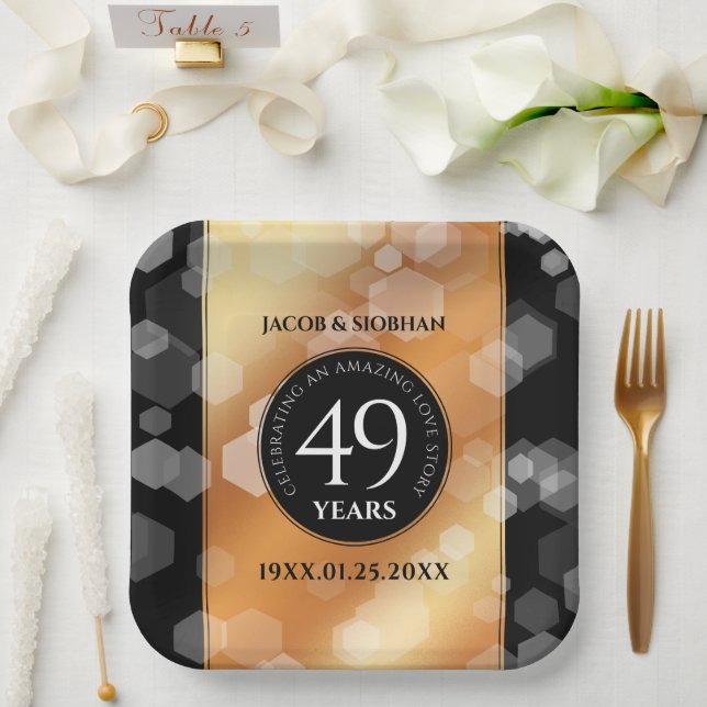 Elegant 49th Copper Wedding Anniversary Paper Plates (Wedding)