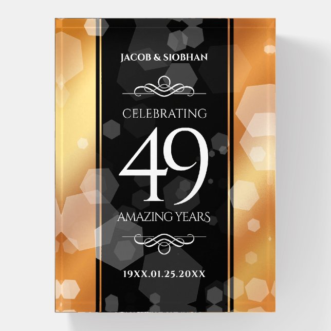Elegant 49th Copper Wedding Anniversary Paperweight (Vertical)