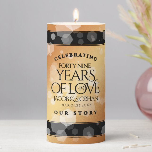 Elegant 49th Copper Wedding Anniversary Pillar Candle (In Situ)