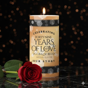 Elegant 49th Copper Wedding Anniversary Pillar Candle