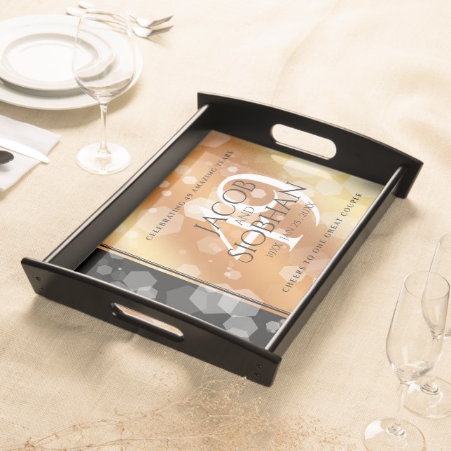 Elegant 49th Copper Wedding Anniversary Serving Tray (Front)