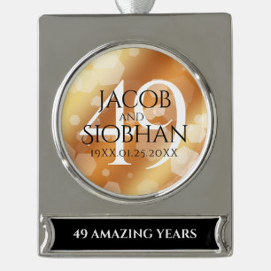 Elegant 49th Copper Wedding Anniversary Silver Plated Banner Ornament