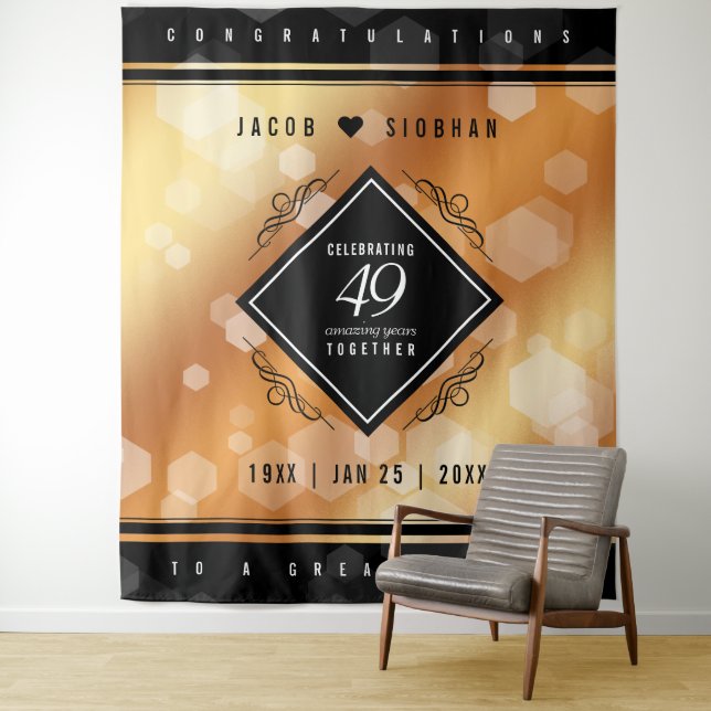 Elegant 49th Copper Wedding Anniversary Tapestry (In Situ)