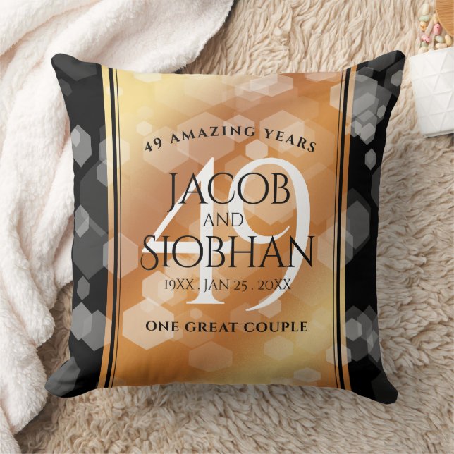 Elegant 49th Copper Wedding Anniversary Throw Pillow (Blanket)