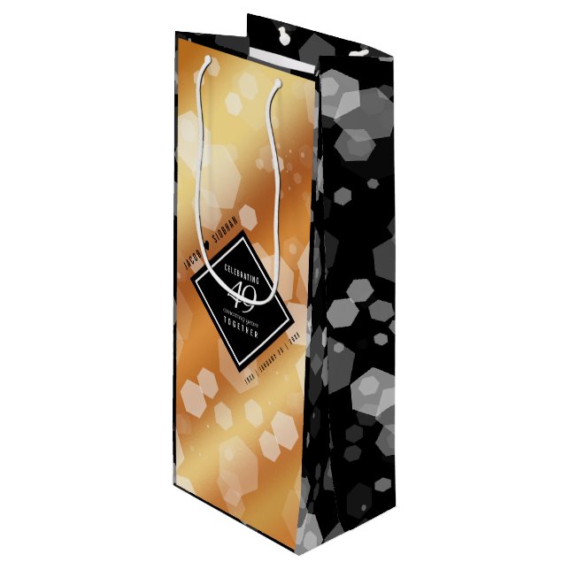 Elegant 49th Copper Wedding Anniversary Wine Gift Bag (Front Angled)