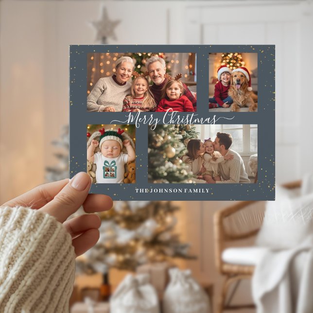 Elegant 4 Photo Christmas Card (Creator Uploaded)