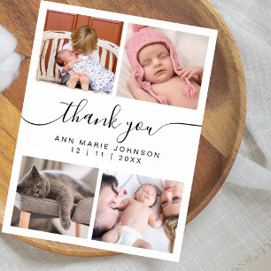 Elegant 4 Photo Collage Baby Shower Thank You Postcard