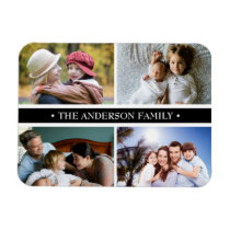 Elegant 4 Photo Collage Black Stripe Magnet Elegant 4 Photo Collage Black Stripe Magnet