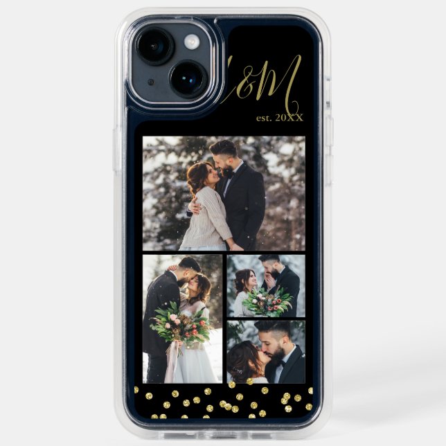 Elegant 4-Photo Collage Personalized Otterbox iPhone Case (Midnight)