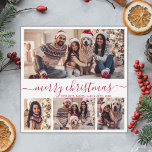 Elegant 4 Photo Collage Red Script Christmas Holiday Card<br><div class="desc">Minimalist Modern Elegant Calligraphy White and Red 4 Photo Collage Merry Christmas Calligraphy Script Holiday Card. This festive, mimimalist, whimsical four (4) photo holiday card template features a pretty photo collage and says „Merry Christmas”! The „Merry Christmas” greeting text is written in a beautiful hand lettering swirly swash-tail font in...</div>